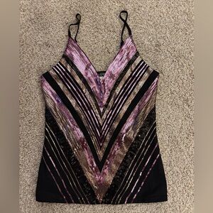 Venus Pink, Gold, & Black Sequin Tank in Small